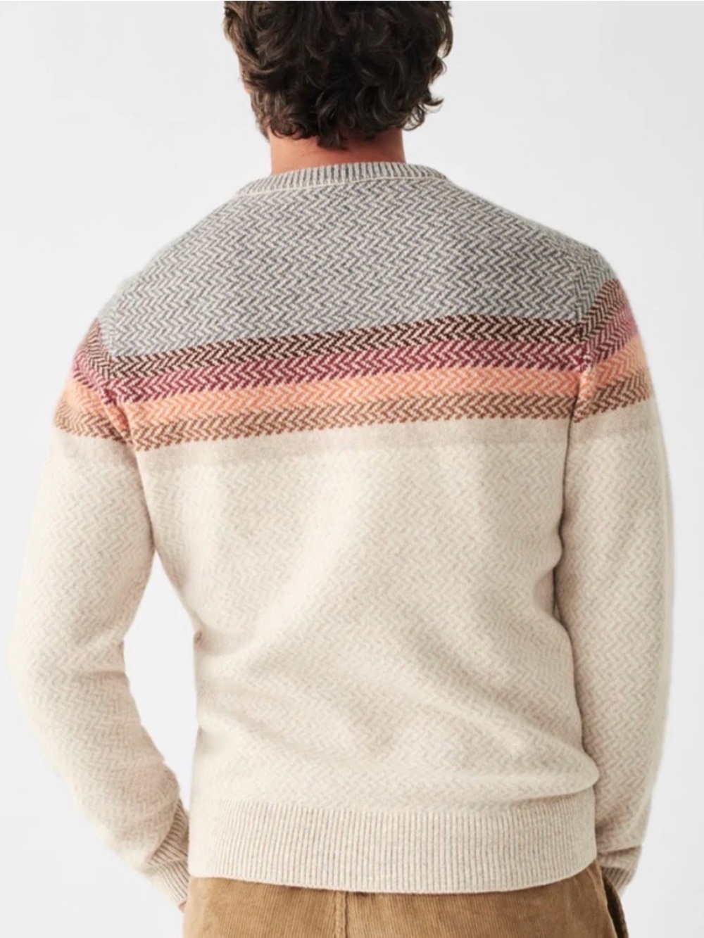 Faherty Donegal Ombre Crewneck Desert Sunset Ombré Herringbone Knit Sweater - Picture 4 of 15